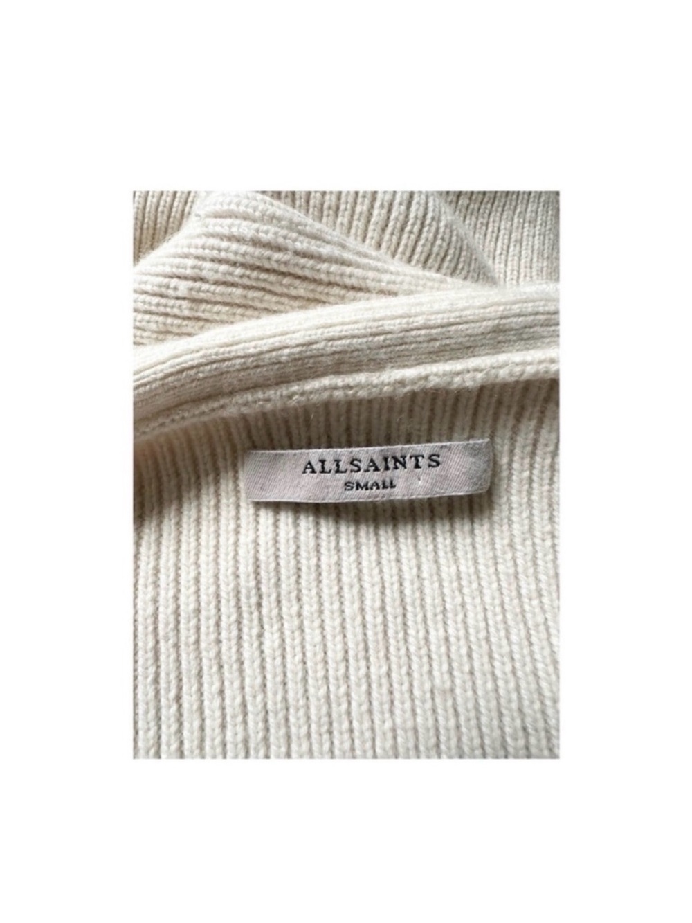 All Saints Cream Off-Shoulder Ribbed Sweater - Picture 7 of 8